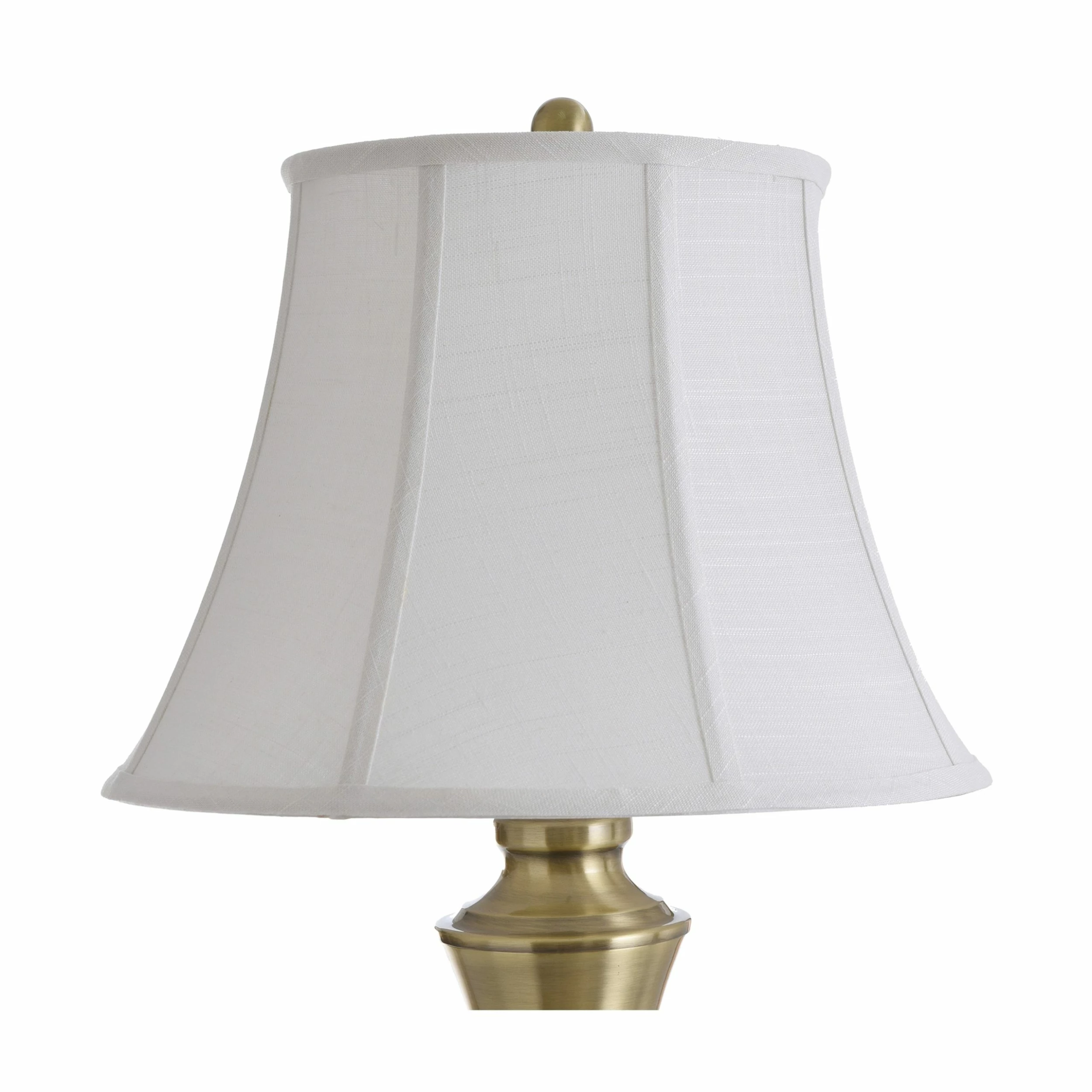 Best Pirce 🥰 StyleCraft Home Collection StyleCraft Brass Wood Floor And Table Lamp Set - Geneva White Fabric Shade (Set Of 3) ✔️ - Image 4