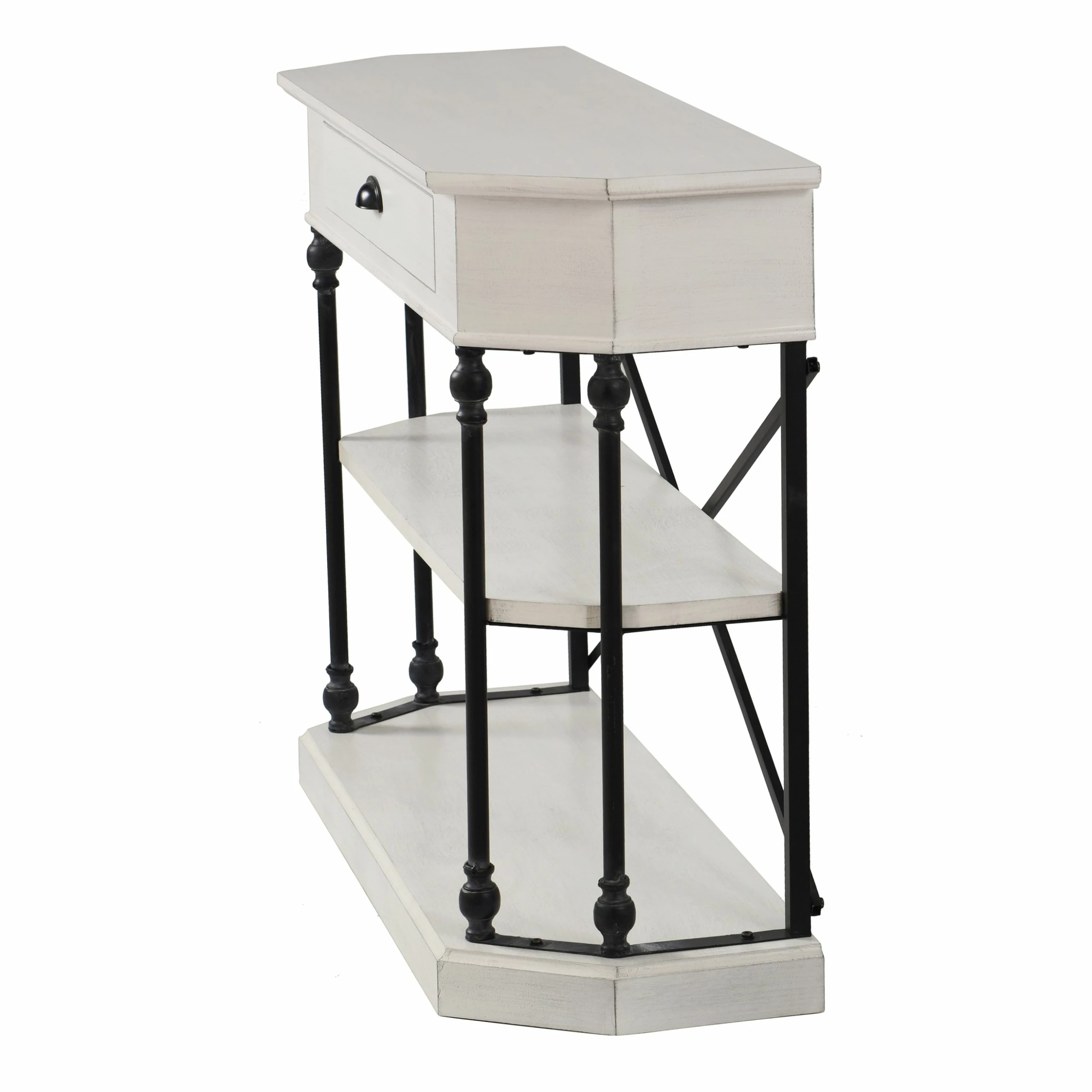 Best reviews of ๐ StyleCraft Home Collection StyleCraft 3-tier Single Drawer Antique White Clipped Corner Console Table - Black Metal Frame โค๏ธ - Image 3