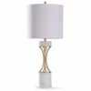 Best reviews of 👍 StyleCraft Home Collection StyleCraft Abyaz Gold Concave Metal Table Lamp With White Marble Accent And White Drum Shade 🤩