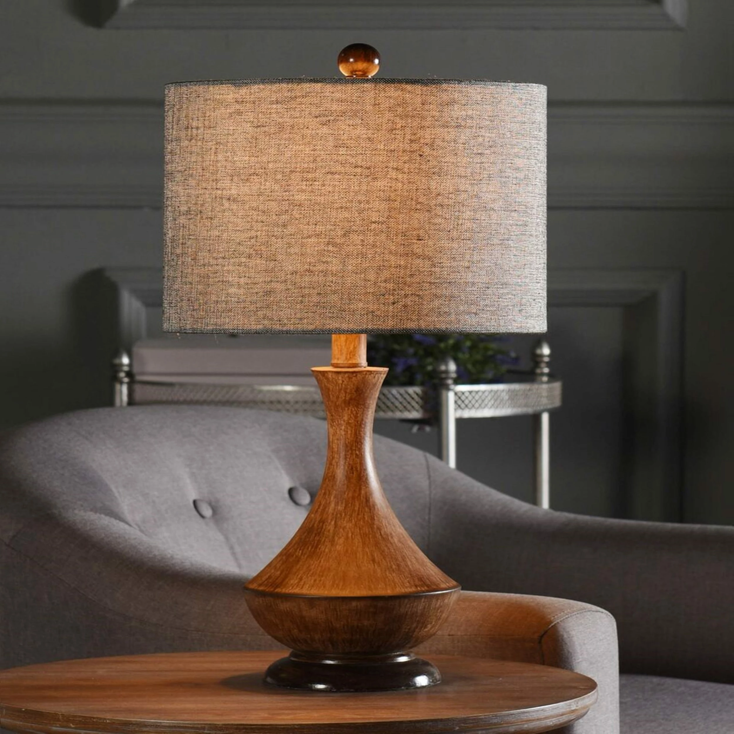 Discount ๐ StyleCraft Home Collection StyleCraft Adrian Painted Light Brown Table Lamp - Heathered Chocolate Shade โจ - Image 5