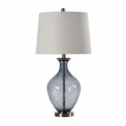 Flash Sale ❤️ StyleCraft Home Collection StyleCraft Adrienne Sheer Blue Table Lamp - Brussels White Shade ✔️