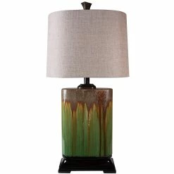 Outlet 🔔 StyleCraft Home Collection StyleCraft Alton Green Dripping Glaze Ceramic Table Lamp ✨