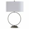 Flash Sale 💯 StyleCraft Home Collection StyleCraft Antique Brass Open Circular Table Lamp With Step Pedestal And White Oval Shade 🧨