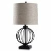 Discount ✔️ StyleCraft Home Collection StyleCraft Audrey Black Metal Ball Cage Table Lamp With Multi Beige Shade ✔️