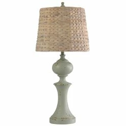New ✨ StyleCraft Home Collection StyleCraft Basilica Sky Turned Style Table Lamp - Natural Seagrass Woven Shade ❤️