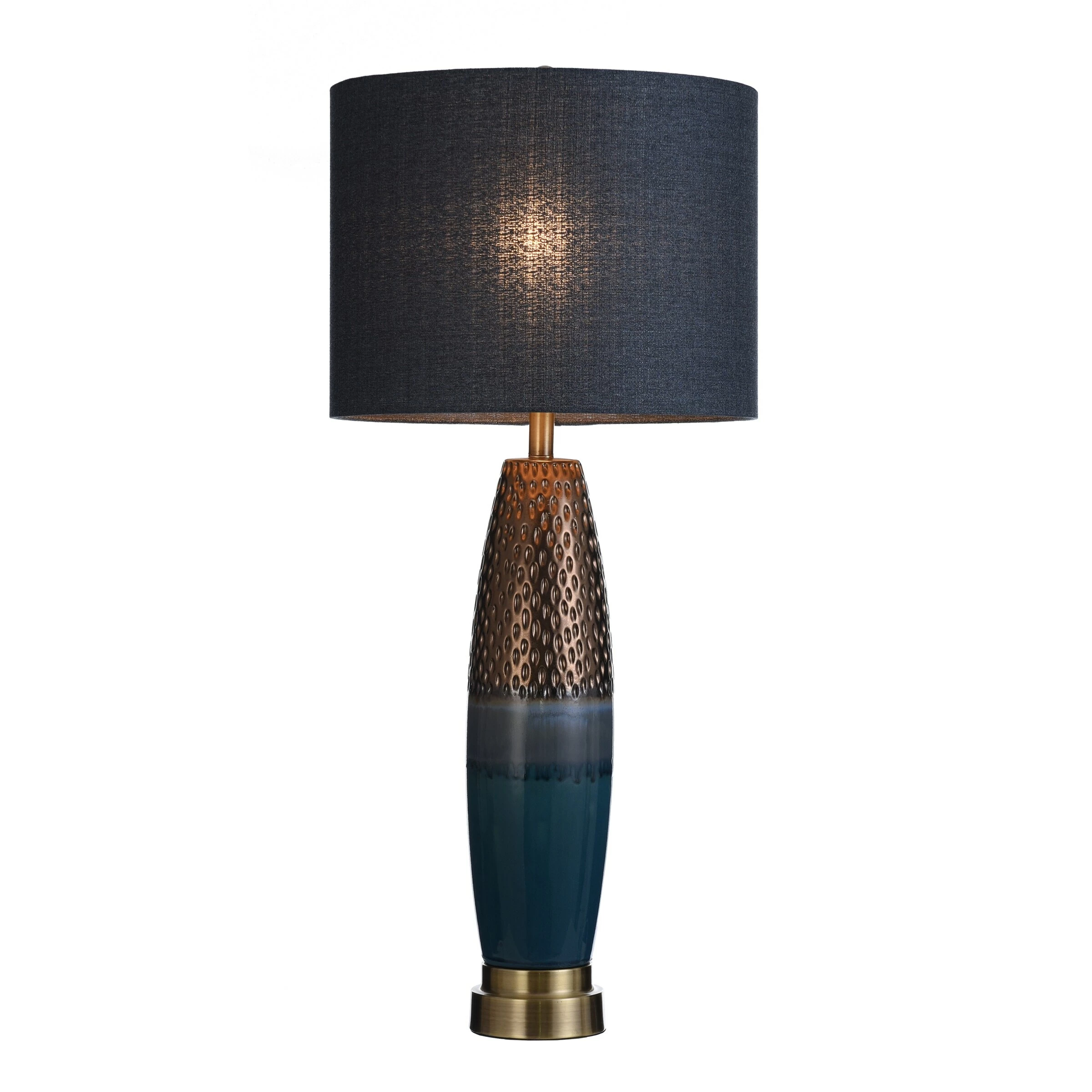 New π€© StyleCraft Home Collection StyleCraft Bedford Blue And Copper Table Lamp - Blue Shade π₯ - Image 2
