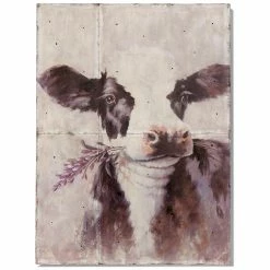 Best Sale 🔥 StyleCraft Home Collection StyleCraft Betty Sue Who Rustic Modern Farmhouse Design Cow Printed Metal Wall Art 👍
