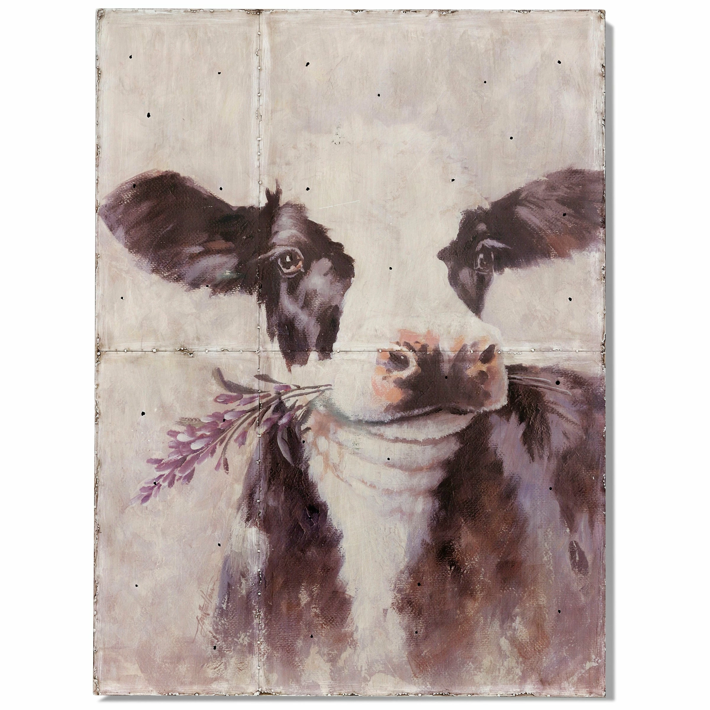 Best Sale π₯ StyleCraft Home Collection StyleCraft Betty Sue Who Rustic Modern Farmhouse Design Cow Printed Metal Wall Art π