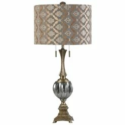 Coupon 😉 StyleCraft Home Collection StyleCraft Beverly Smoked And Metallic Glass And Antique Brass Resin Table Lamp ✨