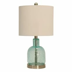 Wholesale 👏 StyleCraft Home Collection StyleCraft Blue/ Green Translucent Table Lamp - White Hardback Fabric Shade 💯