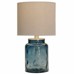 Discount ๐ฅ StyleCraft Home Collection StyleCraft Blue Table Lamp - White Hardback Fabric Shade ๐