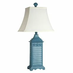 Cheap ⌛ StyleCraft Home Collection StyleCraft Blue Table Lamp - White Softback Fabric Shade ❤️