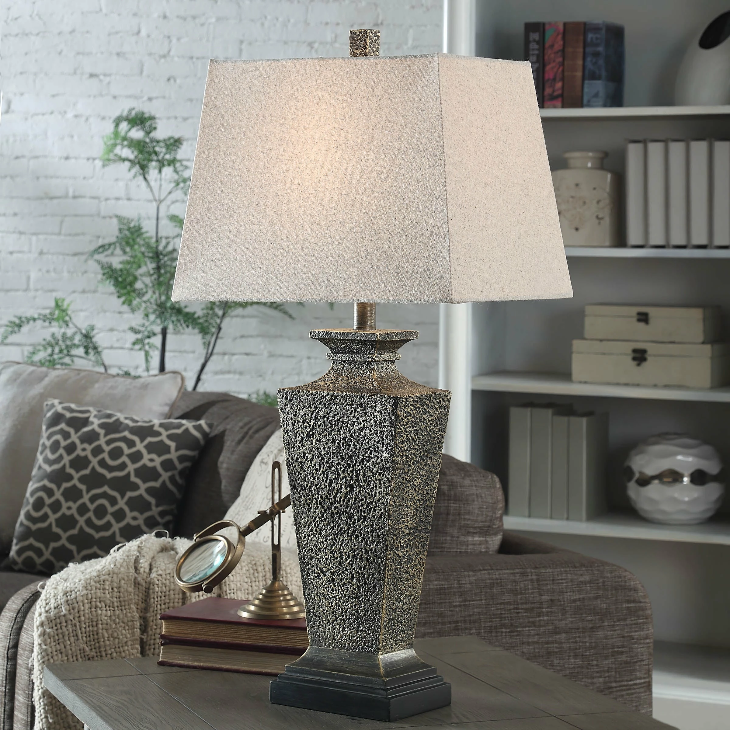 Discount π StyleCraft Home Collection StyleCraft Bossier Bronze Table Lamp - White Shade β - Image 2