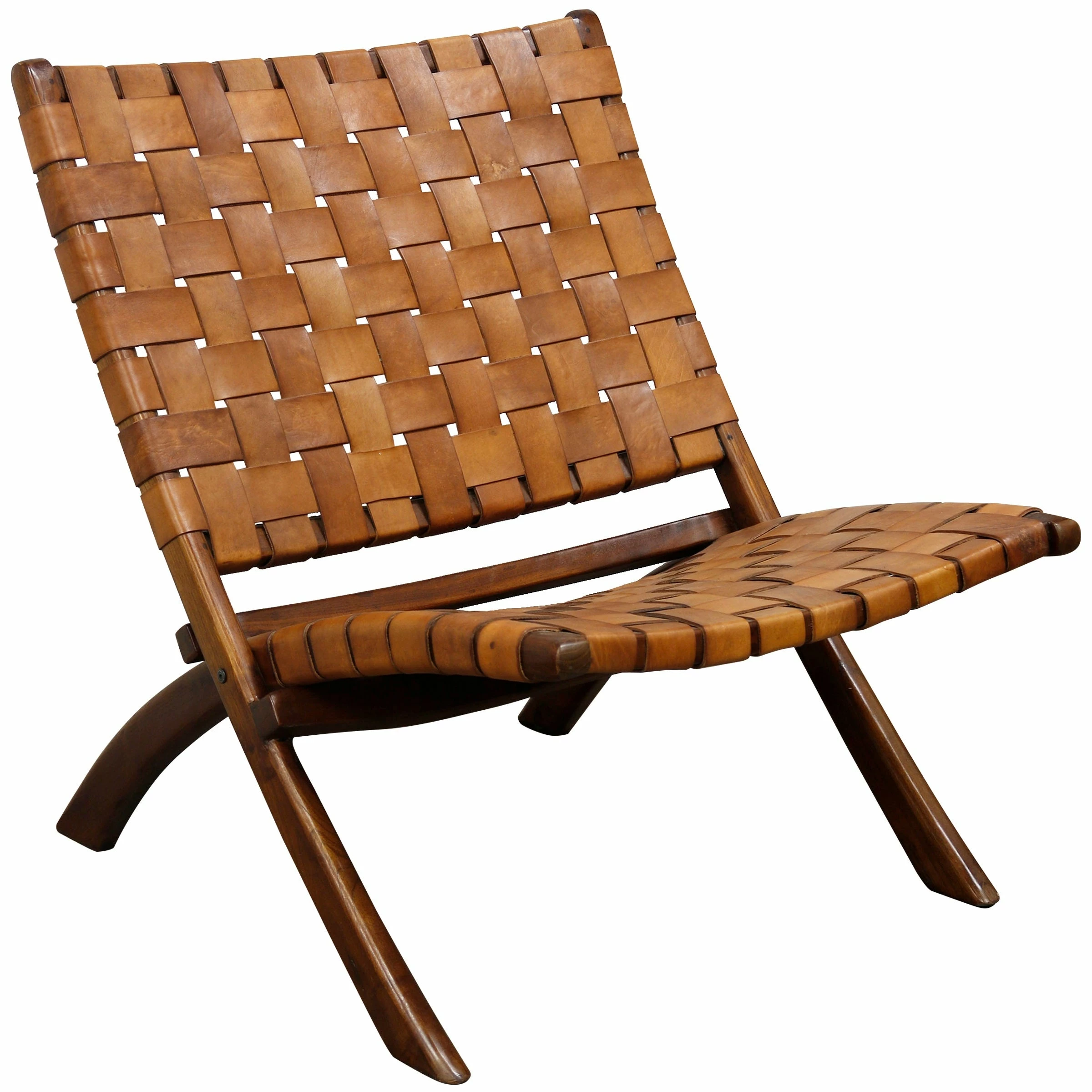 Coupon 👏 StyleCraft Home Collection StyleCraft Brown Basket Weave Leather Lounge Chair ⌛ - Image 3