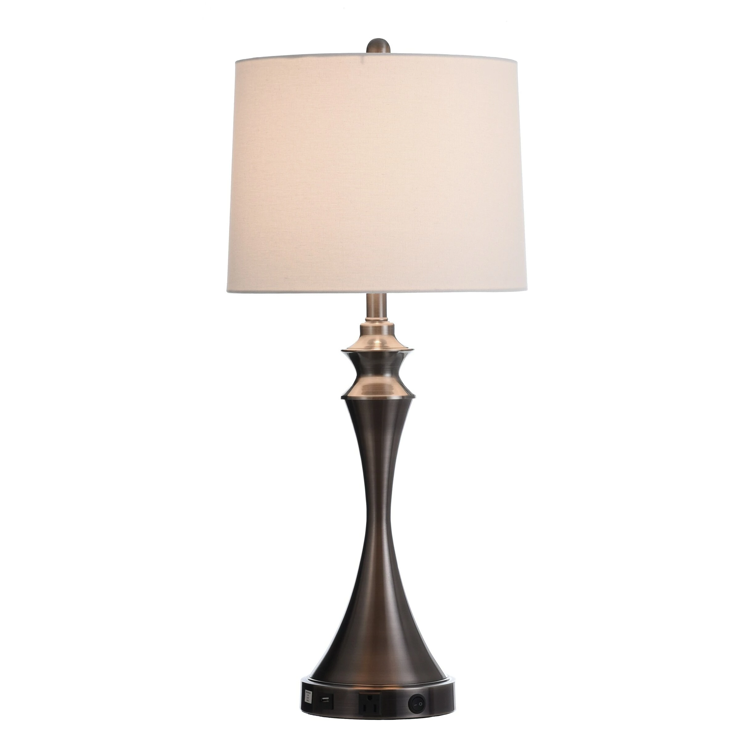 Best reviews of ๐คฉ StyleCraft Home Collection StyleCraft Brushed Steel Base Switch USB Port Table Lamp - White Hardback Fabric Shade โญ - Image 3