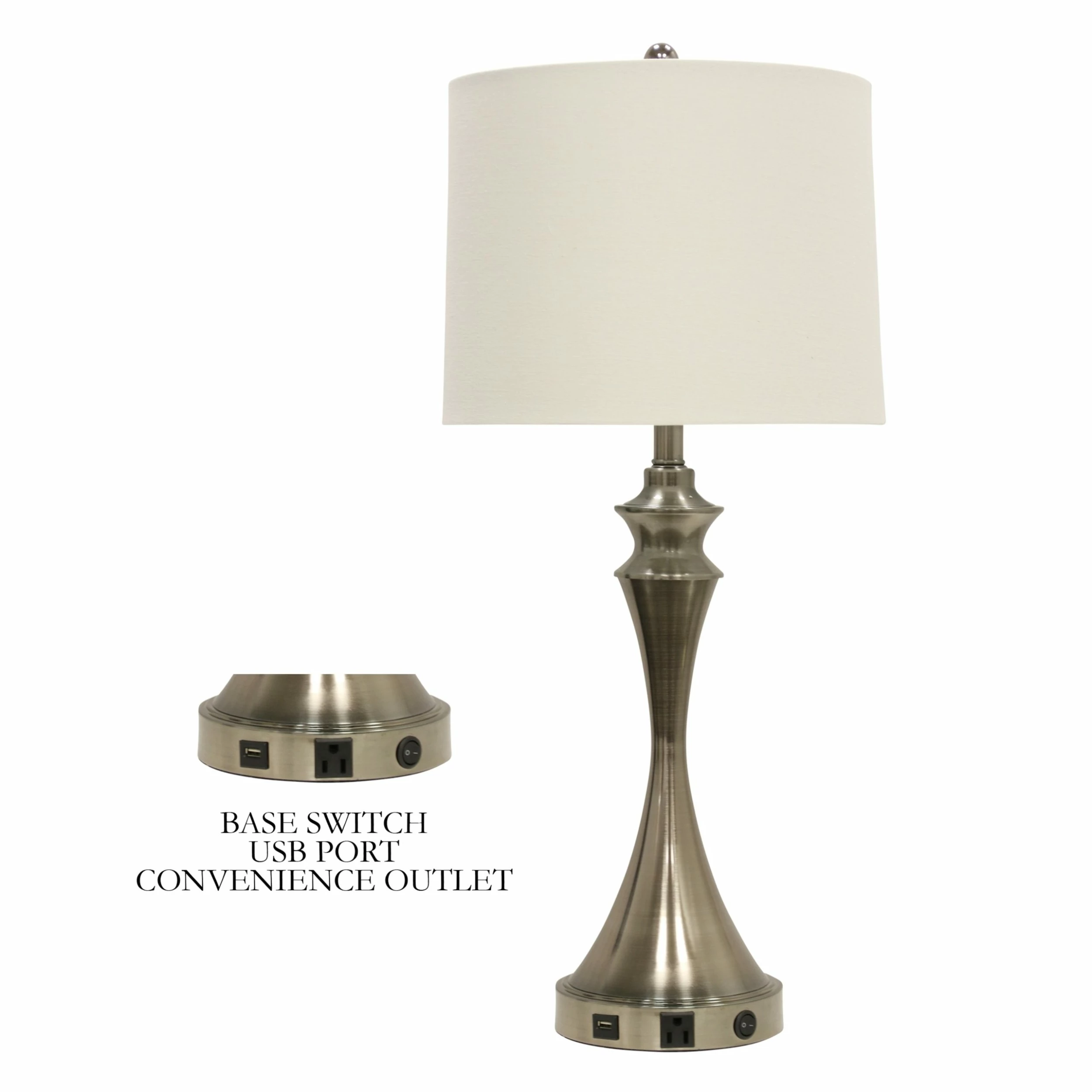 Best reviews of ๐คฉ StyleCraft Home Collection StyleCraft Brushed Steel Base Switch USB Port Table Lamp - White Hardback Fabric Shade โญ