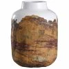 Discount 🤩 StyleCraft Home Collection StyleCraft Canyon Brown And White Textured Cylinder Ceramic Vase ⌛