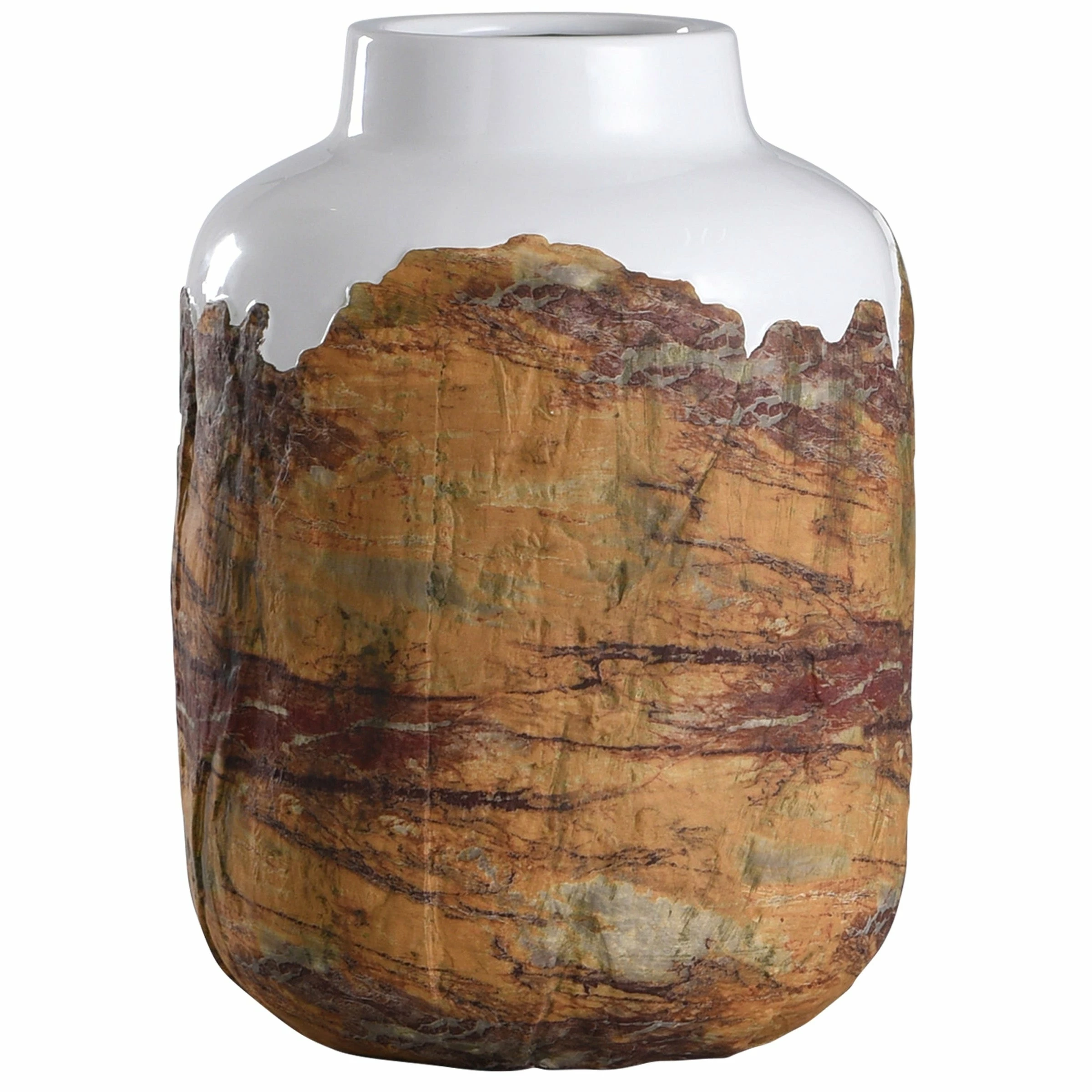 Discount π€© StyleCraft Home Collection StyleCraft Canyon Brown And White Textured Cylinder Ceramic Vase β