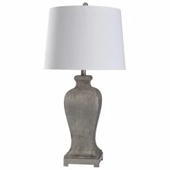 Best reviews of 😀 StyleCraft Home Collection StyleCraft Carme Weathered Grey Table Lamp With Pedestal Base And White Tapered Drum Shade ✨