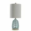 New ❤️ StyleCraft Home Collection StyleCraft Ceramic Blue Table Lamp - White Hardback Fabric Shade ⭐