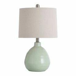 Discount 🧨 StyleCraft Home Collection StyleCraft Cameron Ceramic Key Lime Green Table Lamp - Beige Hardback Linen Shade 🔔