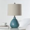 Buy 👏 StyleCraft Home Collection StyleCraft Cameron Ceramic Seaside Storm Blue Table Lamp - Beige Hardback Linen Shade ⭐