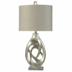 Budget ✔️ StyleCraft Home Collection StyleCraft Champagne Silver Sculpted Open Loop Oval Accented Table Lamp 🤩
