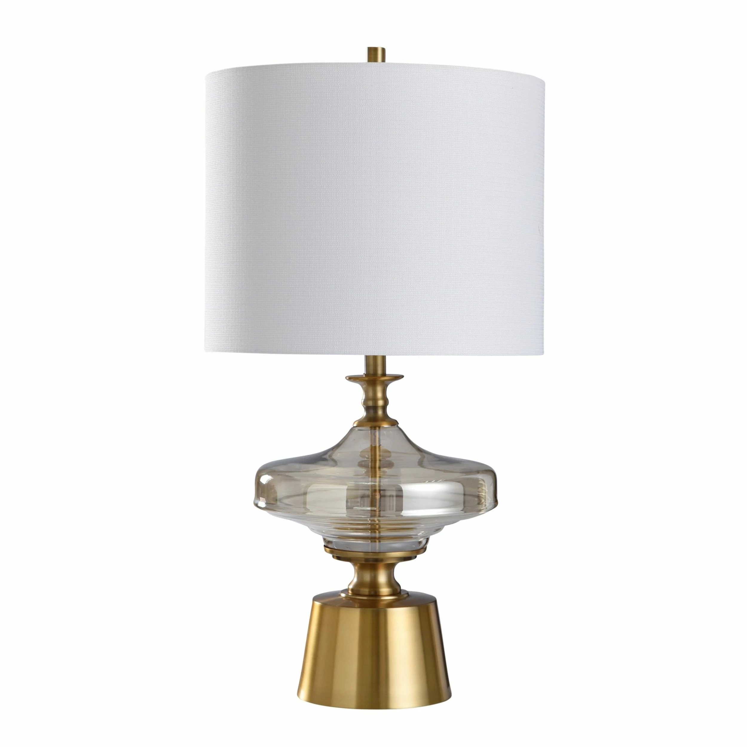 Best Sale โ StyleCraft Home Collection StyleCraft Chatham Smoke Glass Disc With Metal Pedestal Base Table Lamp ๐