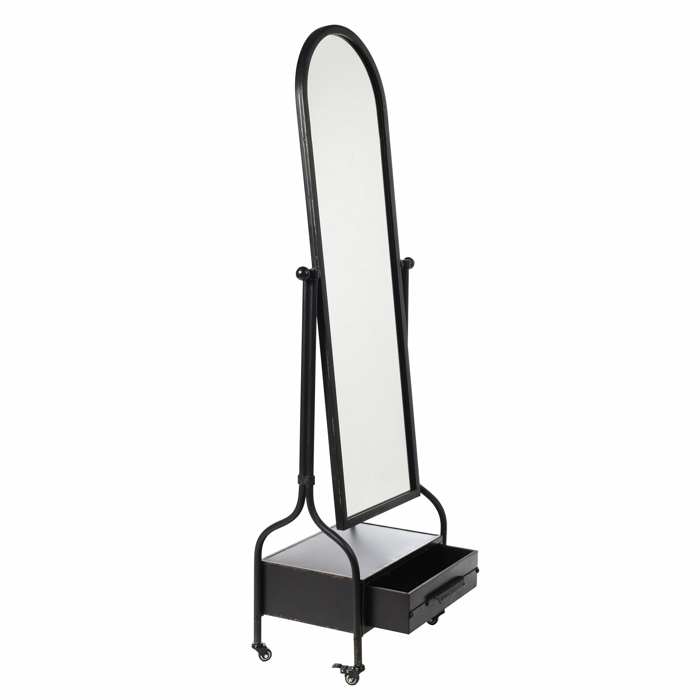 Best Sale π StyleCraft Home Collection StyleCraft Cheval Mirror With Lower Storage Blackened Grey Drawer 𧨠- Image 5