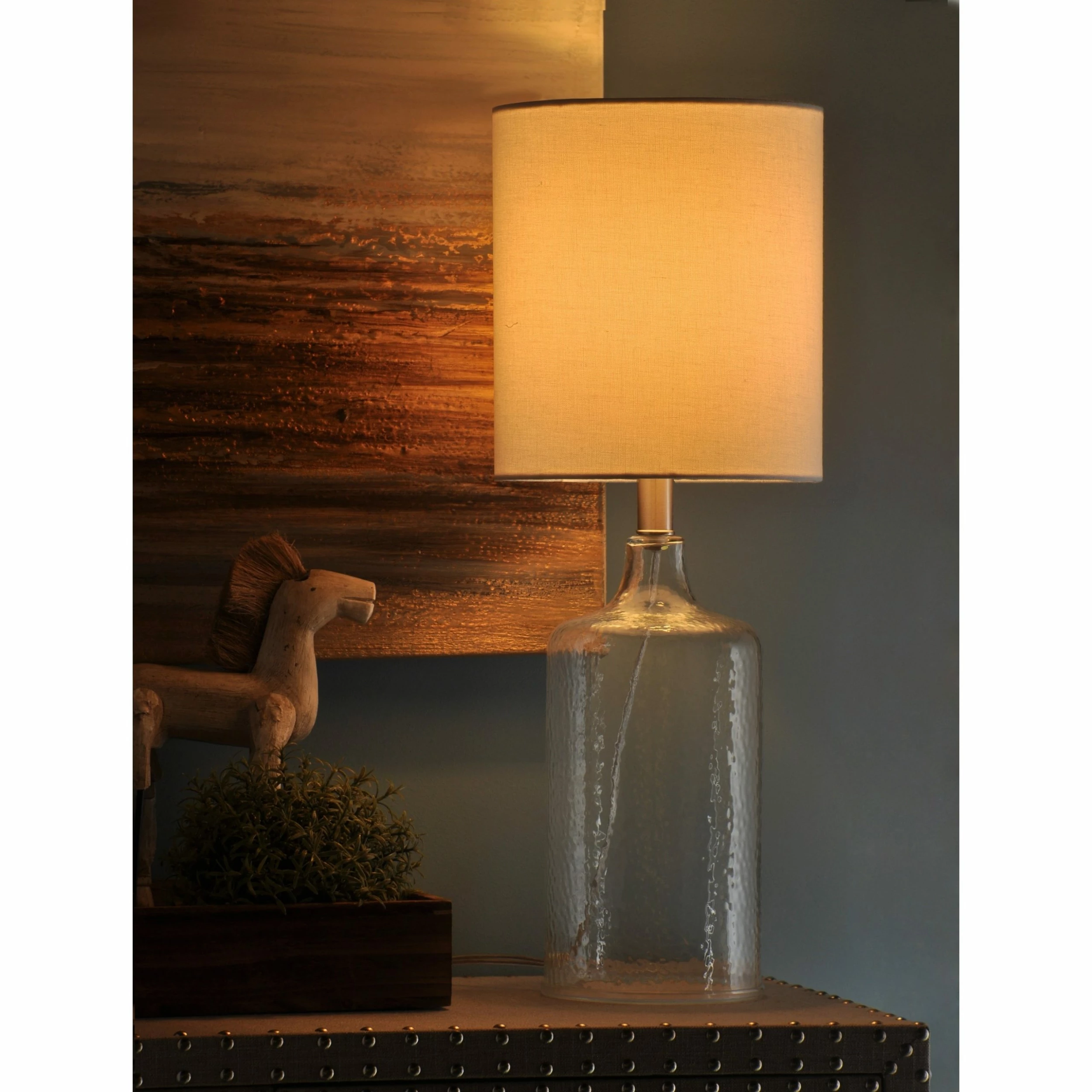 Outlet ๐ StyleCraft Home Collection StyleCraft Clear Table Lamp - White Hardback Fabric Shade ๐ - Image 5