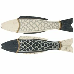 Discount ✨ StyleCraft Home Collection StyleCraft Couple Fish Dark Blue And White Wood Wall Décor (Set Of 2) 🥰