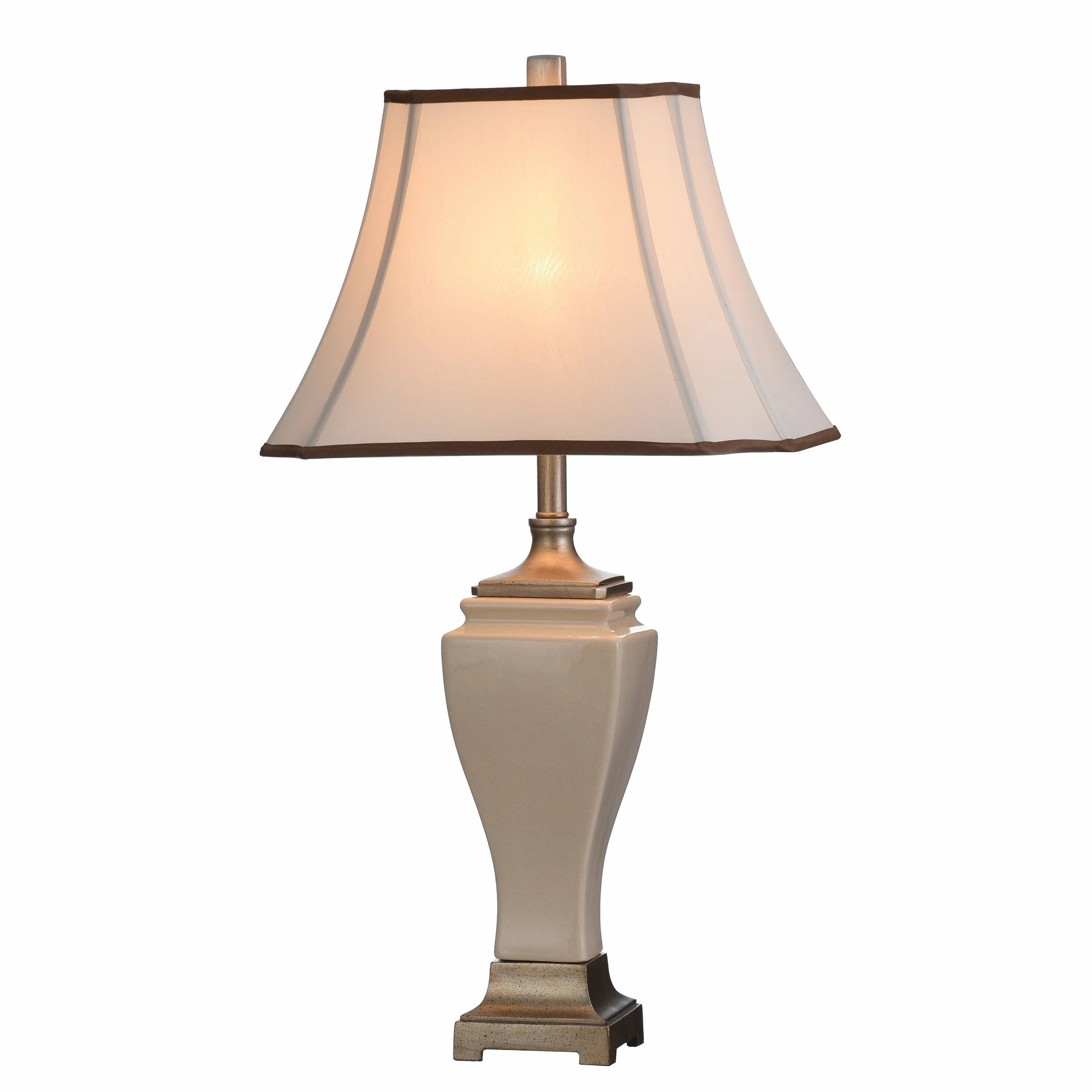 Brand new ⌛ StyleCraft Home Collection StyleCraft Cream Crackle Table Lamp - Off-White Silk Shade ❤️ - Image 2