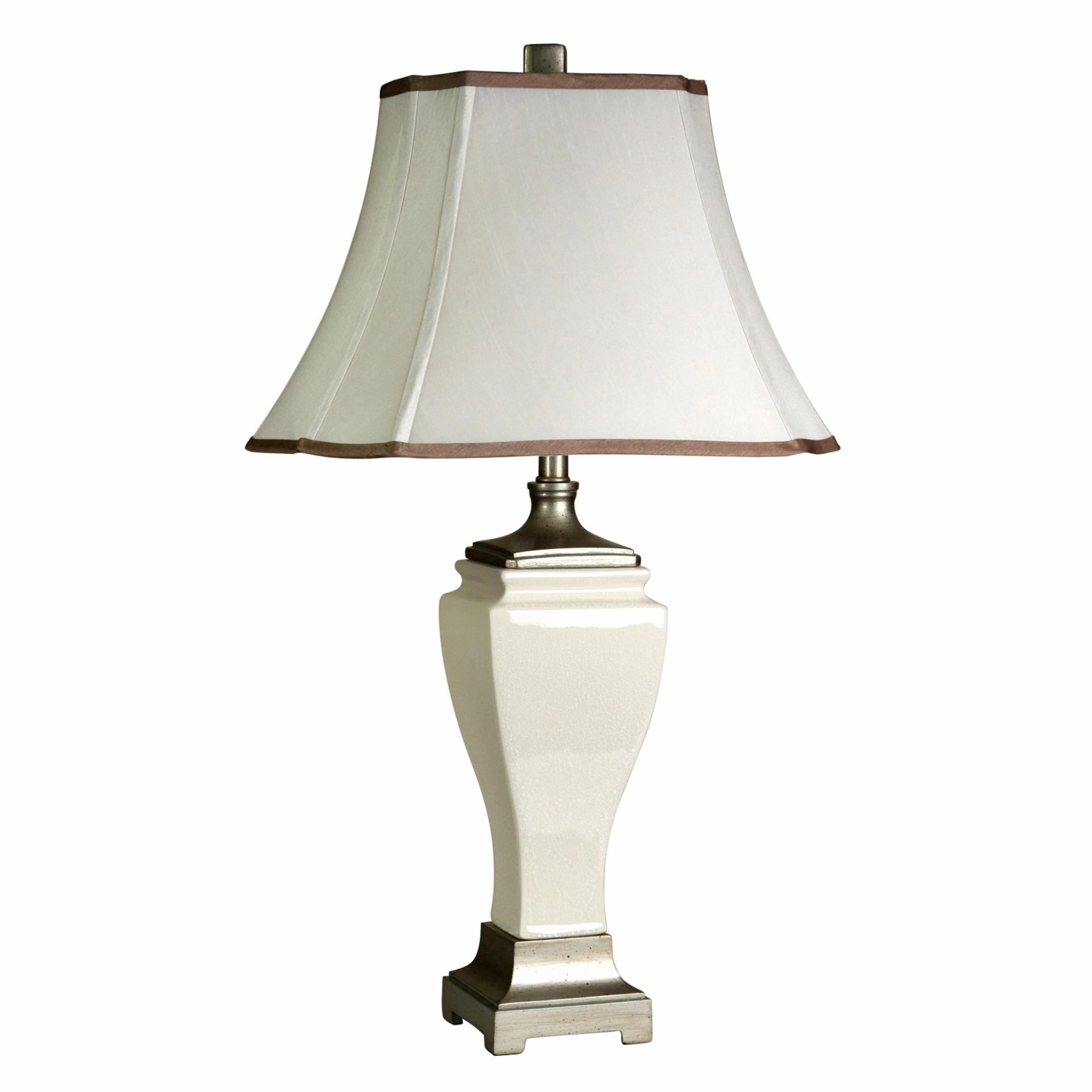 Brand new ⌛ StyleCraft Home Collection StyleCraft Cream Crackle Table Lamp - Off-White Silk Shade ❤️