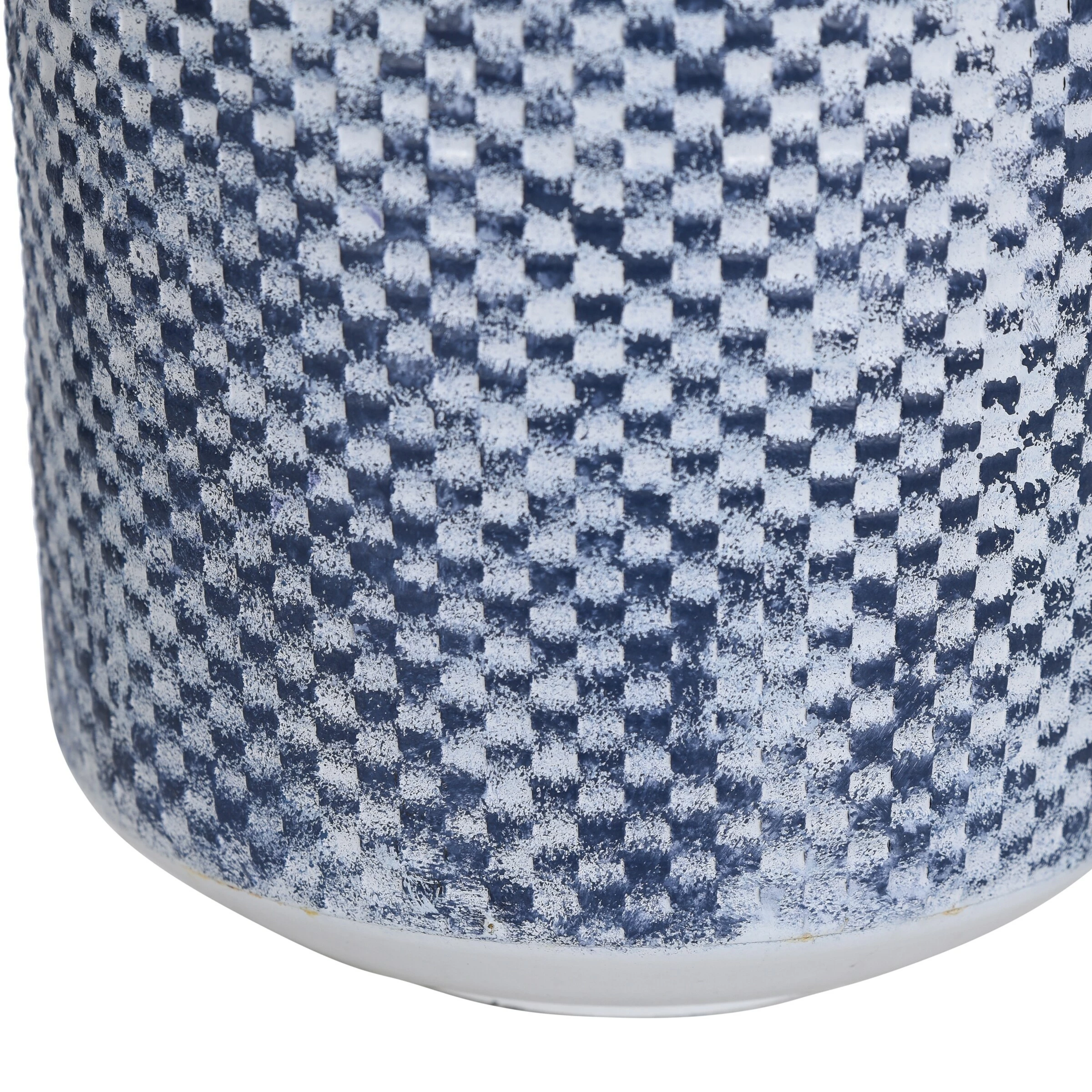 Cheap 🛒 StyleCraft Home Collection StyleCraft Cree 20-inch White And Blue Distressed Checkered Cylinder Metal Vase 💯 - Image 5