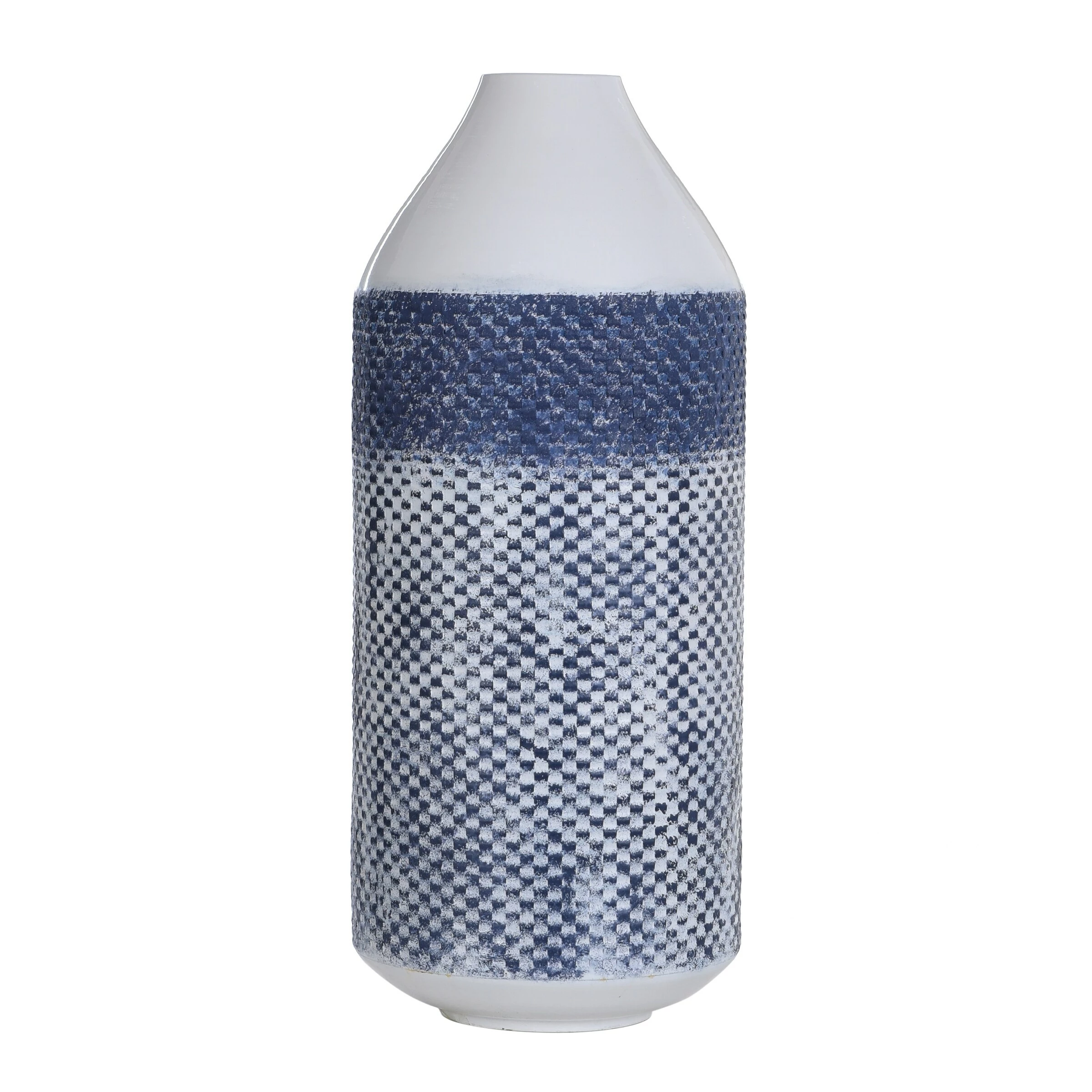 Cheap 🛒 StyleCraft Home Collection StyleCraft Cree 20-inch White And Blue Distressed Checkered Cylinder Metal Vase 💯 - Image 7