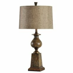 Hot Sale 🧨 StyleCraft Home Collection StyleCraft Declan Triburon Transitional Table Lamp With Custom Fabric Drum Shade 🌟