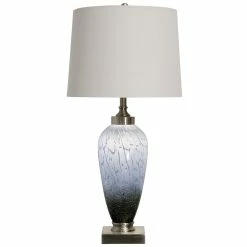 Best deal ✔️ StyleCraft Home Collection StyleCraft Ezra Ombre Art Glass Table Lamp With Pedestal And Tapered Drum Shade And Inner LED Night Light ❤️