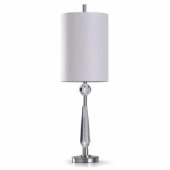 Best reviews of 💯 StyleCraft Home Collection StyleCraft Faceted Brushed Steel Clear Crystal Table Lamp With Orb Detail And Off White Cylinder Shade ⭐
