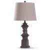 Promo 🛒 StyleCraft Home Collection StyleCraft Finn Dark Wood Grain Baluster Table Lamp With Tan Tapered Drum Shade 😀