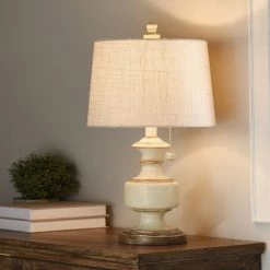 Best Pirce 😍 StyleCraft Home Collection StyleCraft Gilda Distressed Cream Table Lamp - Textured White Shade 🥰