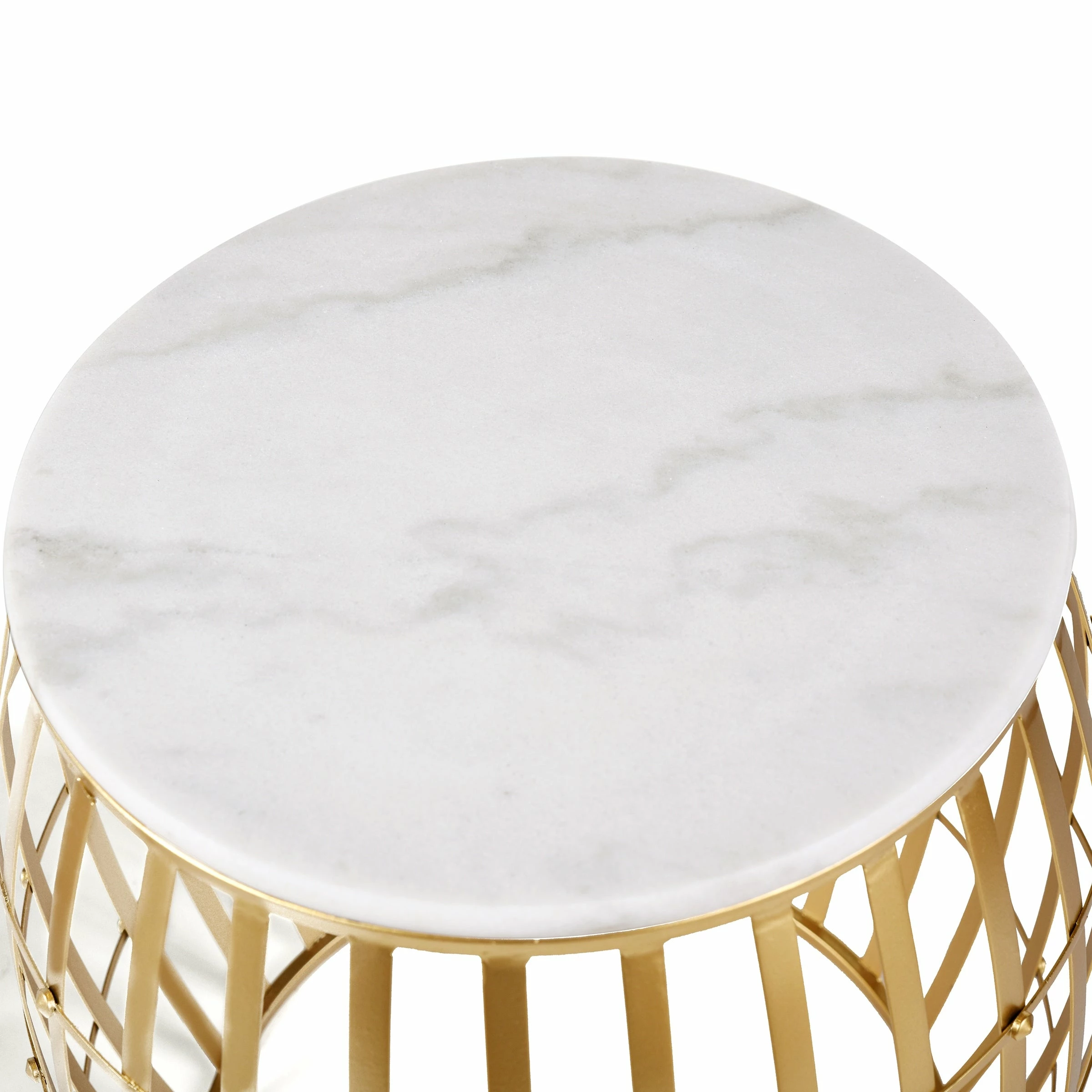 Coupon π StyleCraft Home Collection StyleCraft Gold Cage White Marble Top Nesting Tables (Set Of 2) π - Image 2