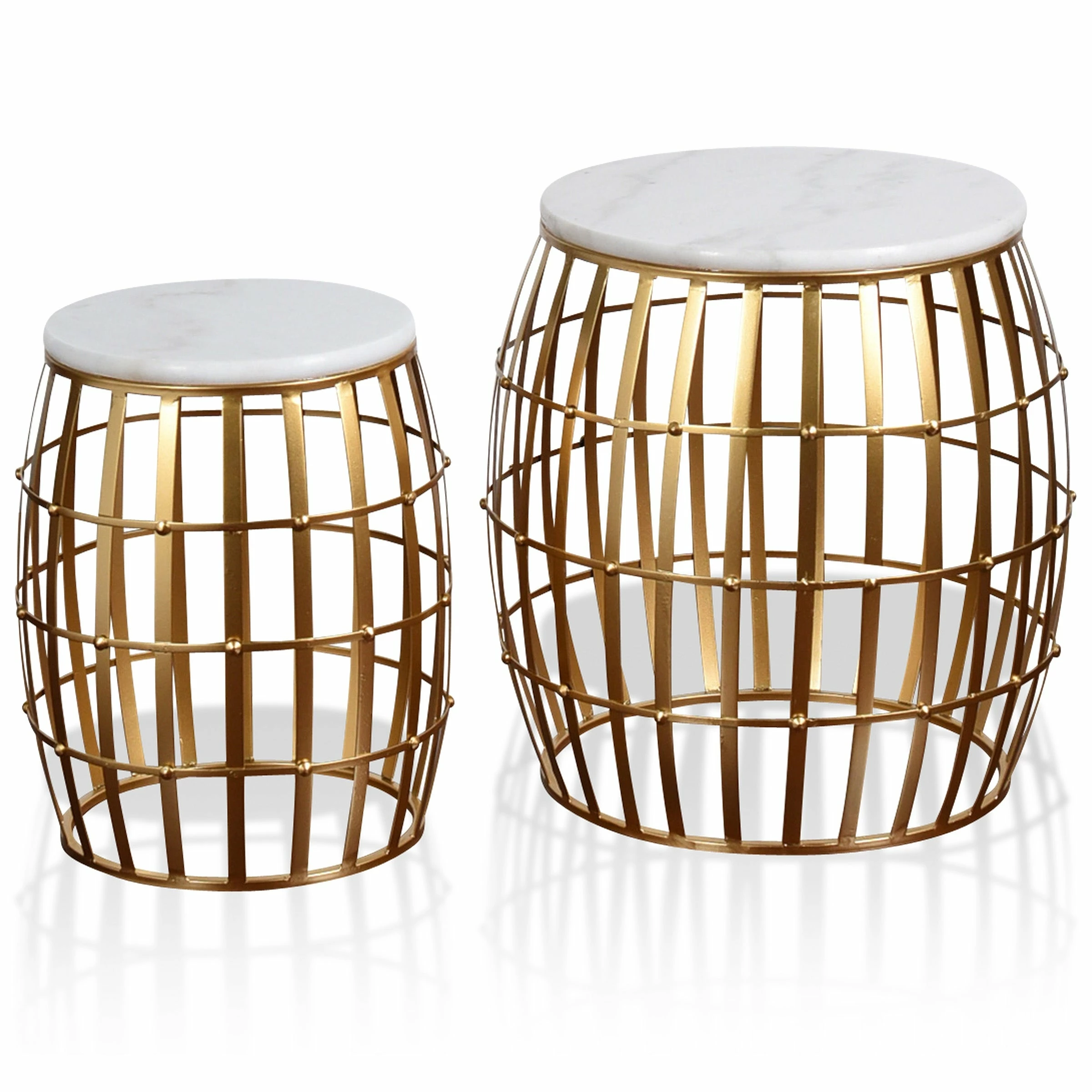 Coupon π StyleCraft Home Collection StyleCraft Gold Cage White Marble Top Nesting Tables (Set Of 2) π