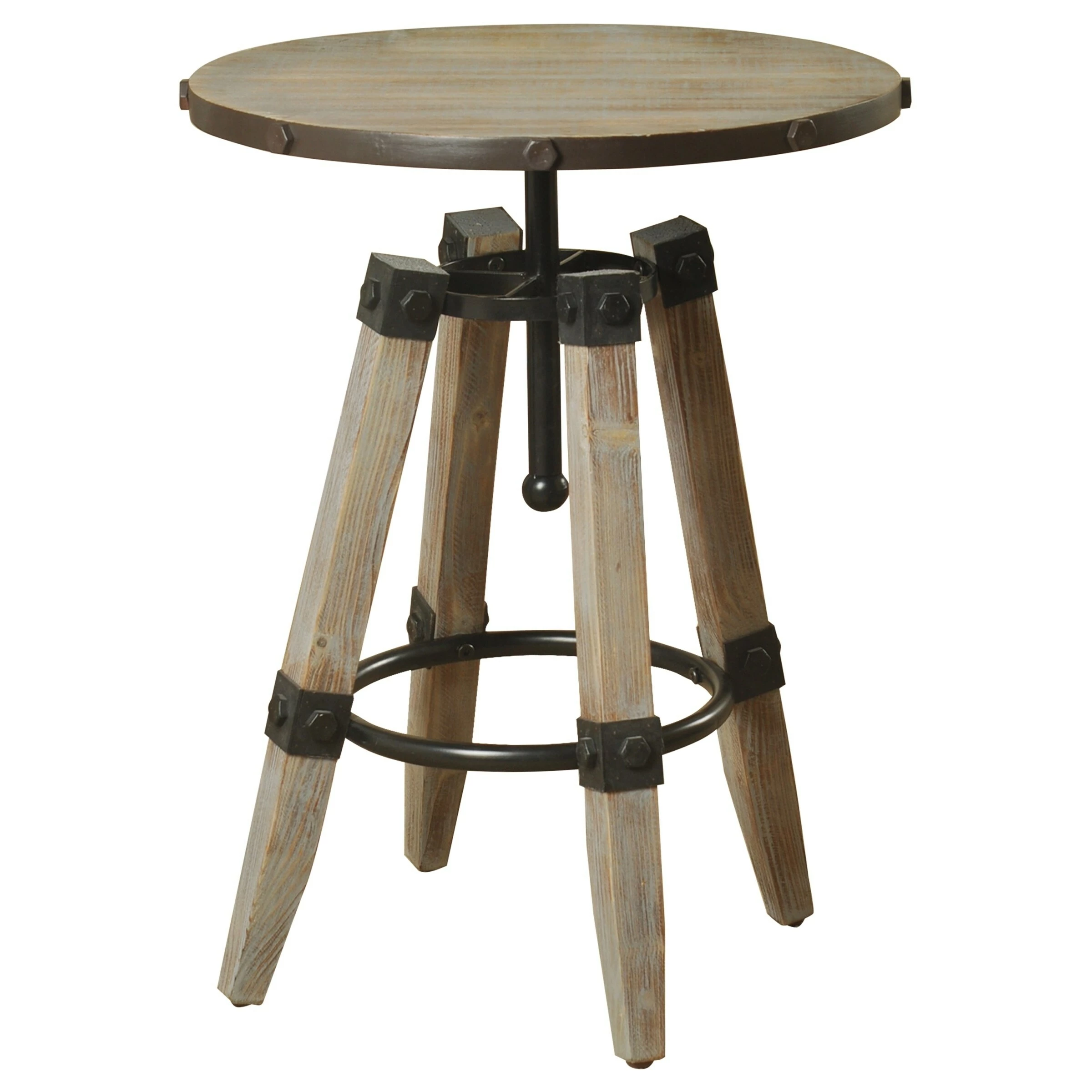 Buy π StyleCraft Home Collection StyleCraft Hanley Brown Distressed Wood And Metal Round Accent Table π