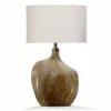 Hot Sale 💯 StyleCraft Home Collection Harp & Finial Gold Luster Amber Art Glass Table Lamp With Off White Linen Shade 🎉
