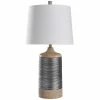 Best Sale 🛒 StyleCraft Home Collection StyleCraft Haver Hill Light Tan Wood With Ribbed Silver Band Table Lamp ✨