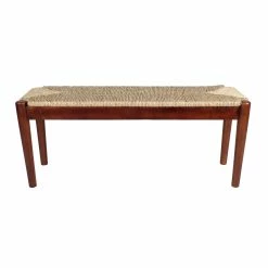 Buy 🥰 StyleCraft Home Collection StyleCraft Indoor/ Outdoor Seagrass Bench - Dark Natural Wood Finish Frame 👍