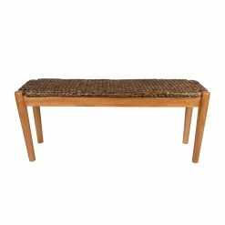 Promo ⌛ StyleCraft Home Collection StyleCraft Indoor/ Outdoor Water Hyacinth Bench - Dark Natural Wood Finish Frame 😀