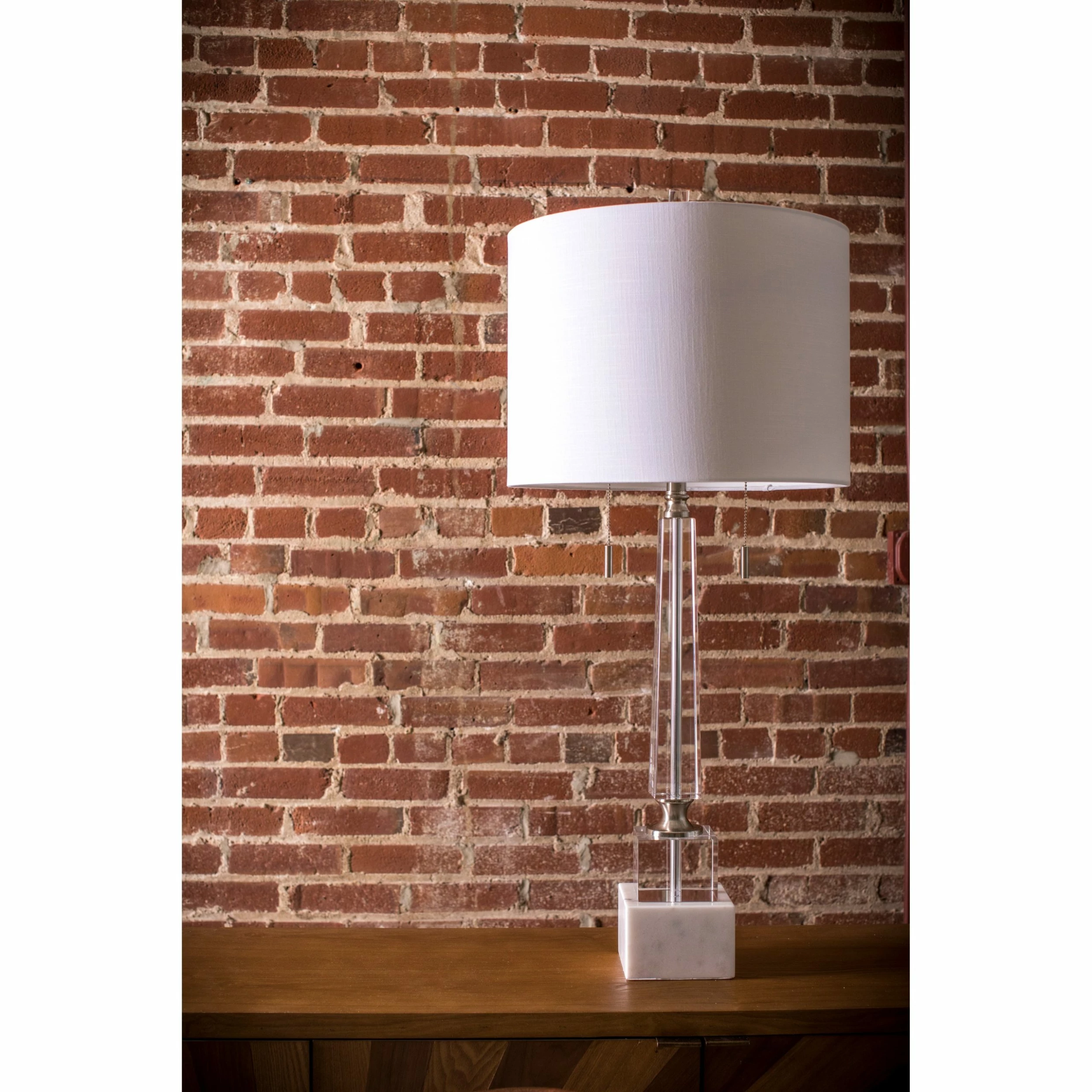 Budget ๐ StyleCraft Home Collection StyleCraft Kingston Silver Twin Pull Shade Crystal Glass Column Table Lamp - Drum Shade ๐ - Image 3