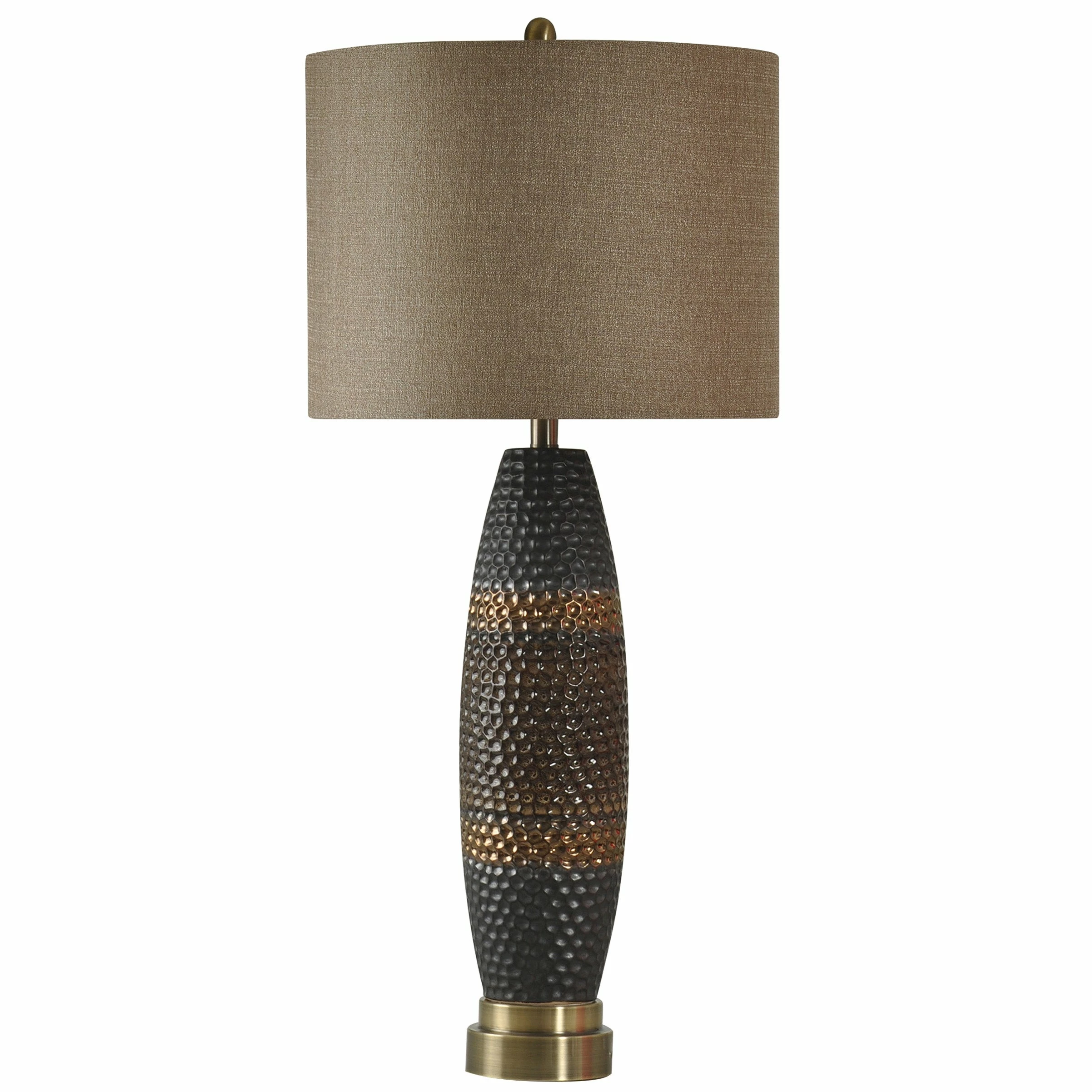 Flash Sale 👏 StyleCraft Home Collection StyleCraft Laughlin Ceramic Gold And Gray Table Lamp - Beige Hardback Fabric Shade 🛒