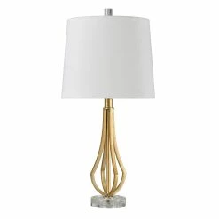 Best Pirce 🎉 StyleCraft Home Collection StyleCraft Linda Antique Gold Table Lamp - Heavy White Shade 🧨